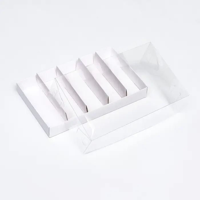 Кондитерская коробка складная под 5 эклеров, белая, 22&times;13.5&times;7 см