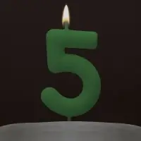 Свеча для торта, цифра «5», светится в темноте, 3,8 х 8 см