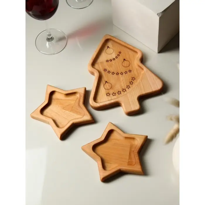 Подарочный набор деревянной посуды Adelica «Волшебство», менажницы: ёлка 24×18,5×1,8 см, звезда 15×15×1,8 см, масло 100 мл, магнит, в подарочной коробке Подарочный набор деревянной посуды Adelica «Волшебство», менажницы: ёлка 24×18,5×1,8 см, звезда 15×15×1,8 см, масло 100 мл, магнит, в подарочной коробке