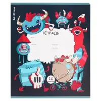 Тетрадь 12 листов в линейку ErichKrause "Monsters", обложка мелованый картон, МИКС
