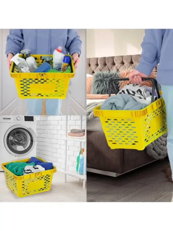 Корзина покупательская пластиковая, 20 л, 2 пластиковые ручки, жёлтая