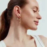 Серьга кафф &laquo;Абстракция&raquo; капли, цвет золото
