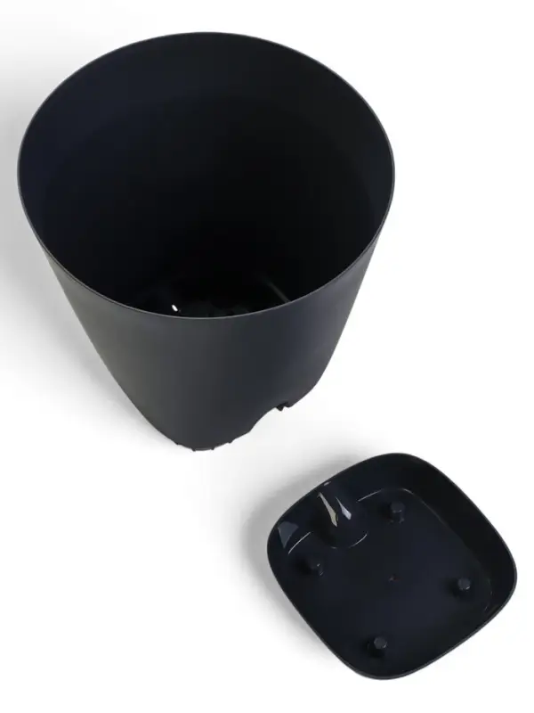 Кашпо с прикорневым поливом 8 л  D-24см, H-25см графит  Кашпо с прикорневым поливом 8 л  D-24см, H-25см графит "Гранд"