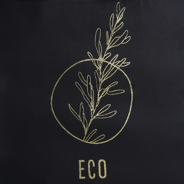 Шопер Шопер "Эко", 35х0,5х40, принт с блёстками, без подклада, чёрный