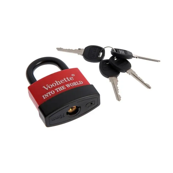 Замок навесной, 70 мм, медный цилиндр, влагозащищенный, короткая дужка, 3 ключа МИКС