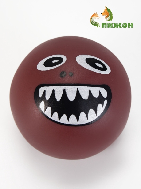 Игрушкка пищащая Игрушкка пищащая "Мяч монстр" для собак, 7 см, коричневая