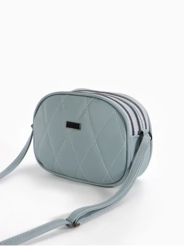 Сумка женская кросс-боди на молнии, 19&times;7&times;15 см, со стёжкой, серо-синяя