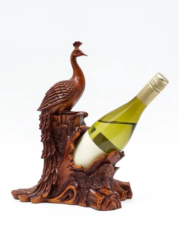 Подставка под бутылку TAKE IT EASY &laquo;Павлин&raquo;, полистоун под дерево, 23&times;15&times;33 см