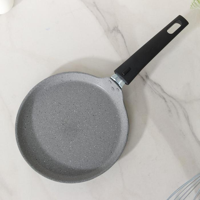 Сковорода блинная, d=20 см, пластиковая ручка, антипригарное покрытие, цвет светлый мрамор Сковорода блинная, d=20 см, пластиковая ручка, антипригарное покрытие, цвет светлый мрамор