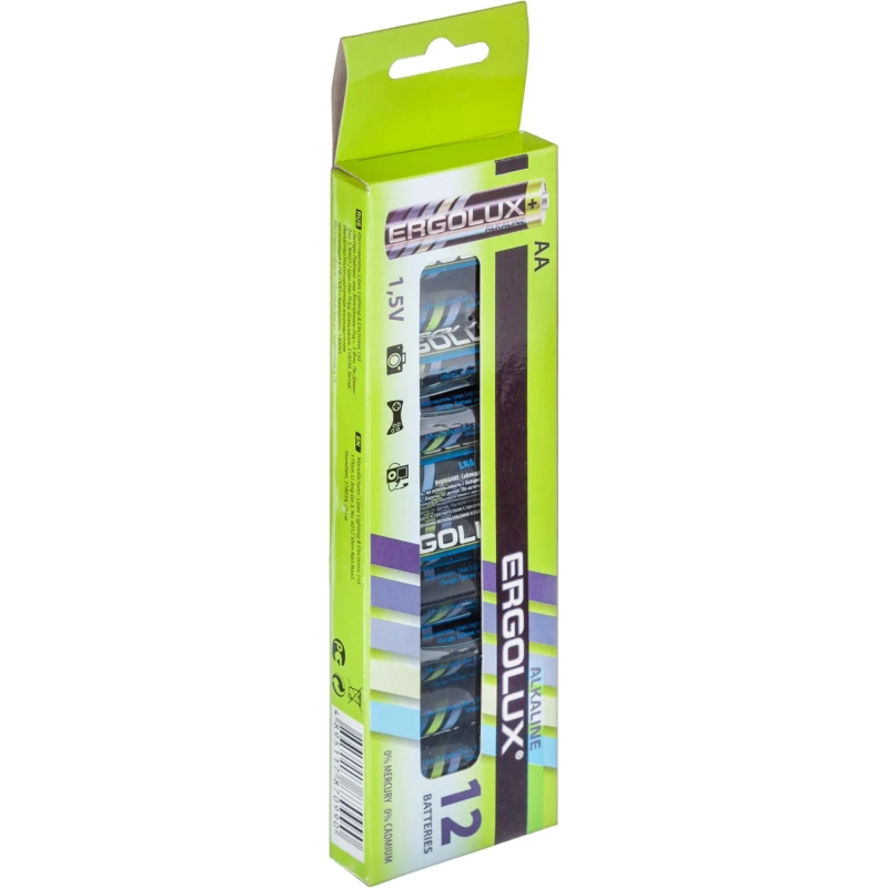 Батарейка Ergolux AA/LR 6 Alkaline BP-12 (LR 6 BP-12, 1.5В)(12 шт в уп.)