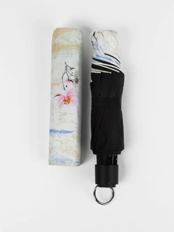 Зонт механический &laquo;Лилии&raquo;, эпонж, 4 сложения, 8 спиц, R=47/55 см, d=94 см, МИКС