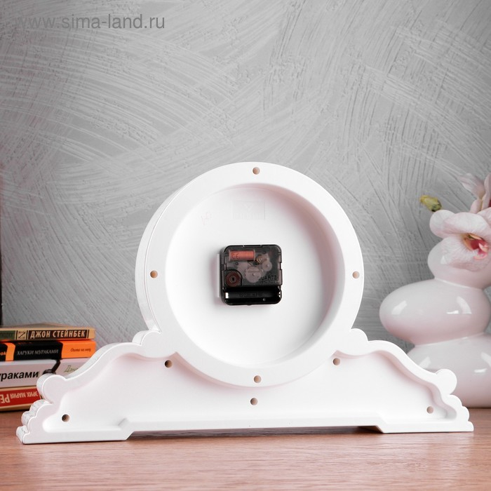 Часы настольные Часы настольные "Вита", бесшумные, 43 х 25 см, корпус белый с золотом