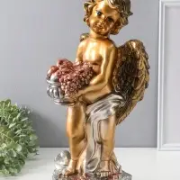 Фигура гипс &laquo;Ангел с корзиной&raquo;, бронза, 47&times;25&times;23 см