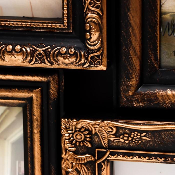 Фоторамка пластик на 8 фото 10х15 см  Фоторамка пластик на 8 фото 10х15 см "Герб ажурный" под бронзу 68,5х35 см