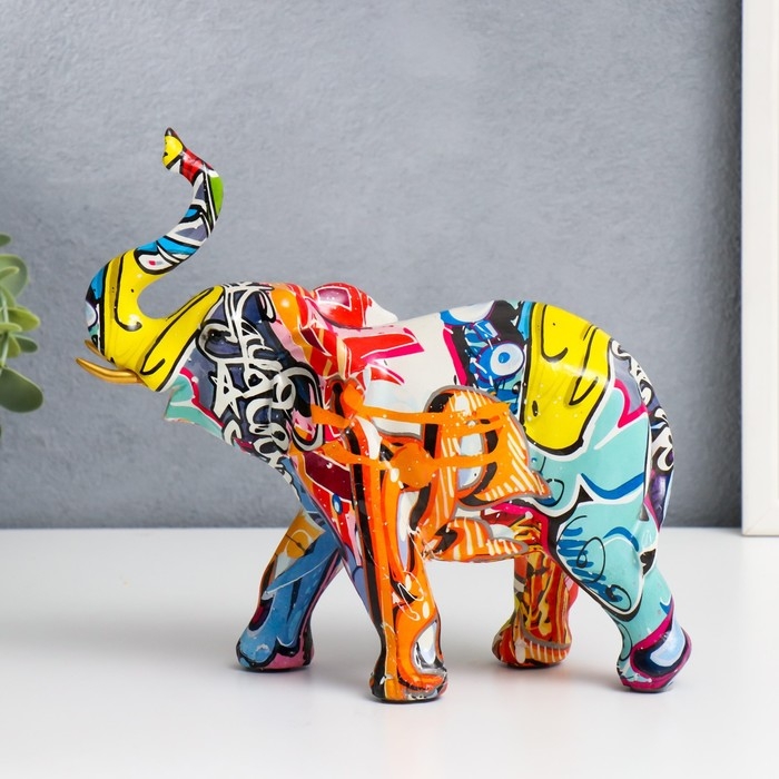 Сувенир полистоун Сувенир полистоун "Слон, расписанный граффити" 20х8,5х24 см