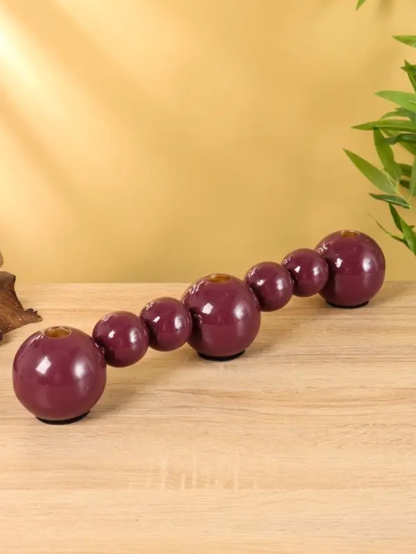 Подсвечник на 3 свечи «Бусы», с 7 сферами, 44×8×8 см, баклажановый Подсвечник на 3 свечи «Бусы», с 7 сферами, 44×8×8 см, баклажановый