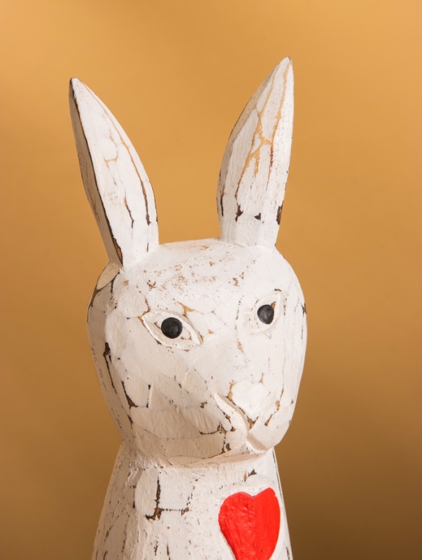 Набор сувенирный Набор сувенирный "Зайцы с сердечком" дерево, h - 25,20 и 15 см, цв. белый