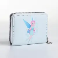 Кошелёк на молнии, отдел для карт, для монет, светло-голубой