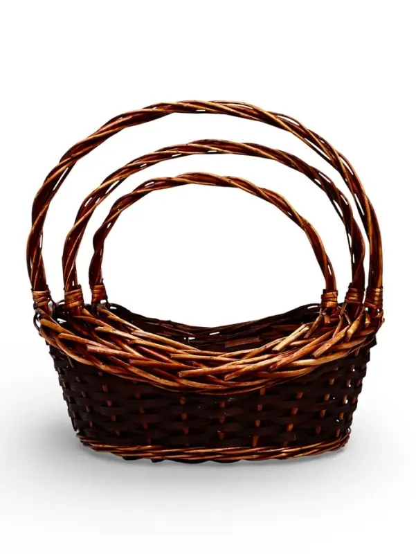 Набор корзин 3 шт, 41х31х12, 35х28х11, 31&times;23&times;9 см, лоза белый