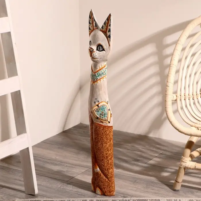 Сувенир дерево "Кошка в ошейнике с сердечком" 80 см