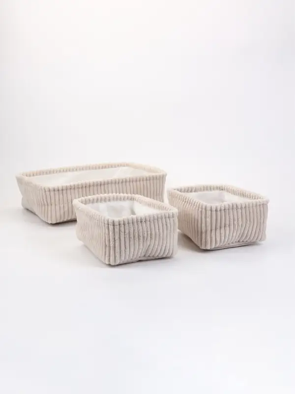 Набор корзин &laquo;Soft&Pure&raquo; 3 шт.: 1 шт. 38&times;27&times;11.5 см, 2 шт. 22&times;18&times;11 см, полиэстер. белый