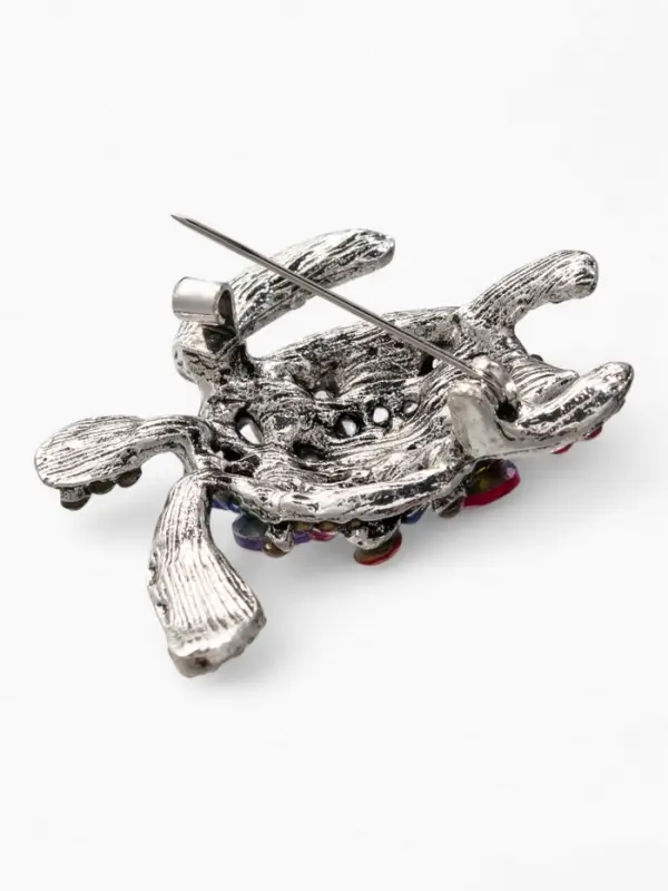 Брошь &laquo;Черепаха&raquo;, разноцветная в чернёном серебре