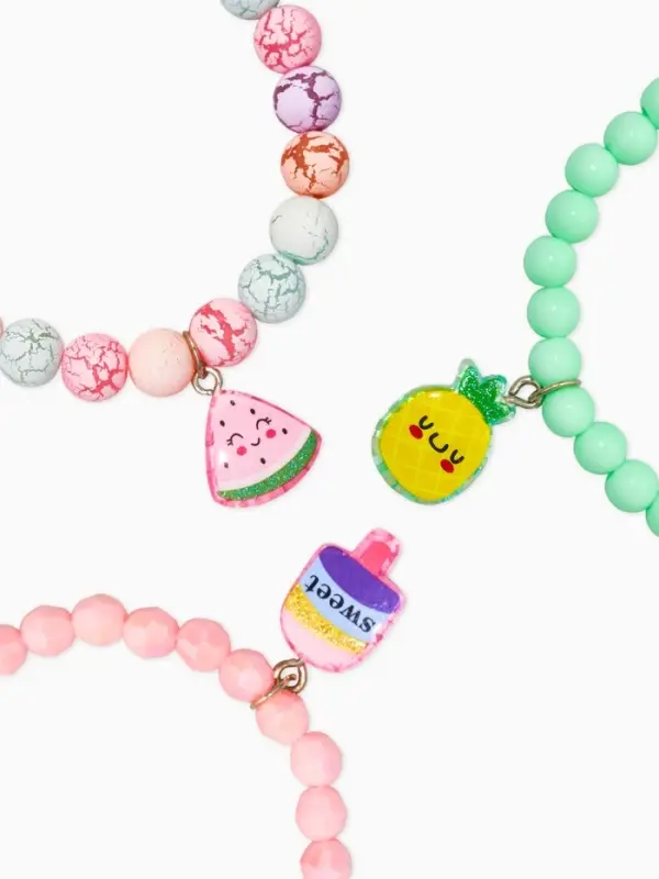 Браслет детский набор 3 шт. "Выбражулька" фрукты, бусины кракелюр, цвет МИКС