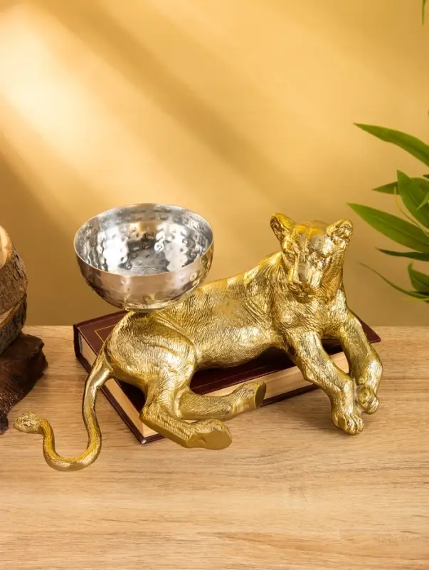 Сувенир с чашей "Пантера" 28х20,5х13 см, алюминий