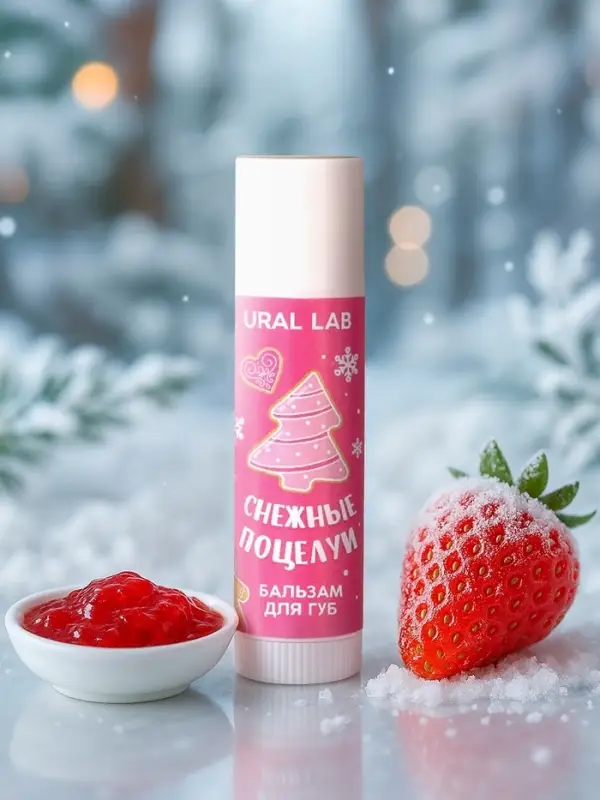 Бальзам для губ &laquo;Снежные поцелуи&raquo;, 10 г, аромат клубничного джема, URAL LAB