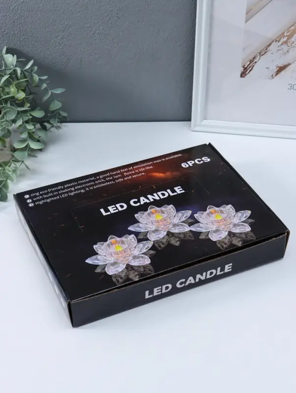 Светодиодная свеча LED "Свеча в лотосе" 3хLR1130, прозрачный 10,5х10,5х4,5 см