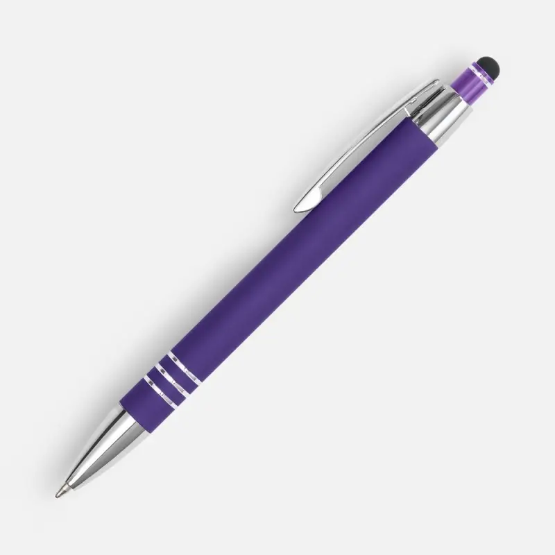 Ручка шариковая Sansen Soft Touch со стилусом, фиолетовая