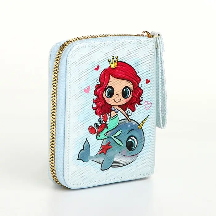 Кошелёк детский &laquo;Русалочка&raquo;, на молнии, голубой