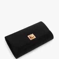 Сумка-клатч женская вечерняя на клапане, на длинной цепочке, однотонная, чёрная