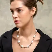 Бусы &laquo;Жемчуг. Майорика прямоугольник&raquo;, L=55 см, белые в серебре