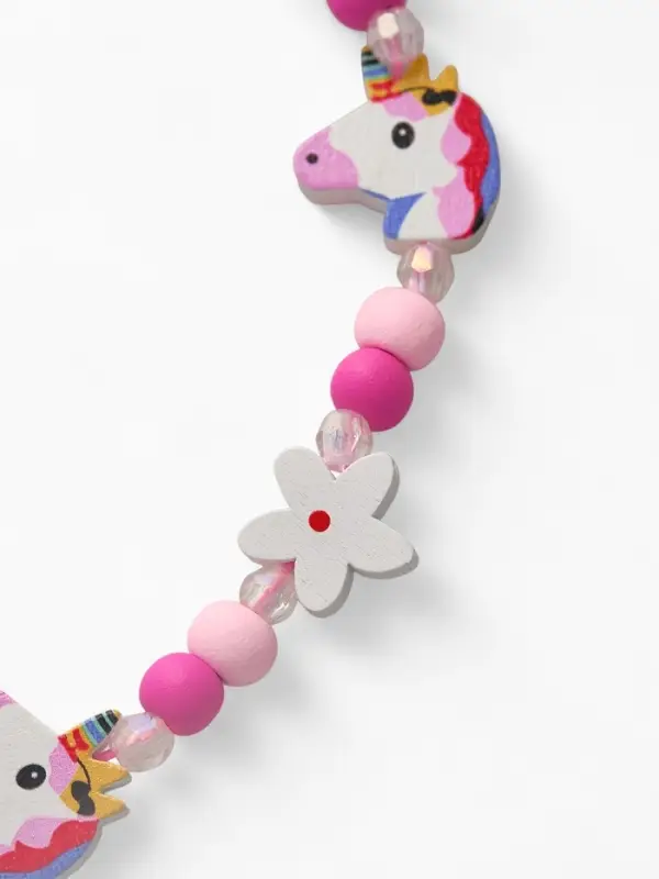 Набор детских украшений Выбражулька &laquo;Единорожек&raquo;, 2 предмета: бусы, браслет, розовый