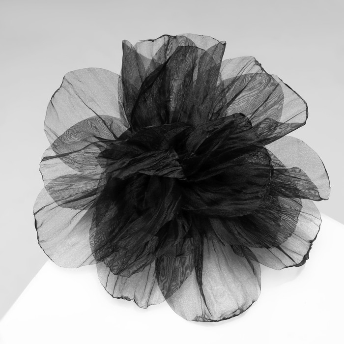 Брошь текстильная «Цветок» объемный, невесомый,цвет чёрный Брошь текстильная «Цветок» объемный, невесомый,цвет чёрный