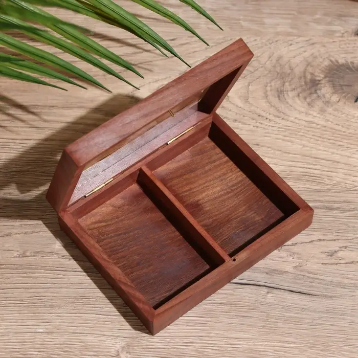 Шкатулка для игральных карт на 2 колоды, 15.5&times;12&times;3.5 см, дерево шишам