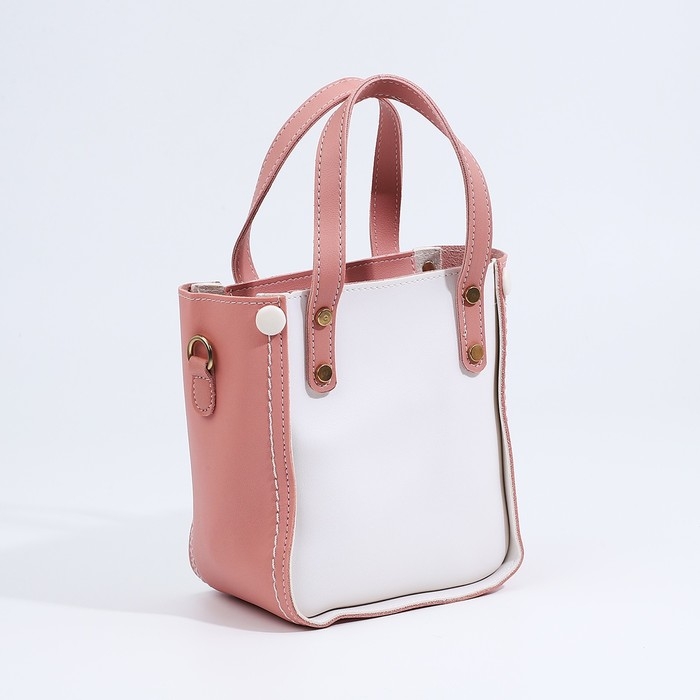 Сумка женская тоут на молнии, цвет белый/розовый