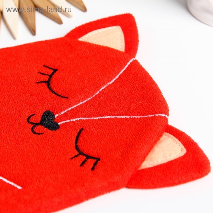 Мочалка детская для купания «Лисичка», варежка, из махры Мочалка детская для купания «Лисичка», варежка, из махры