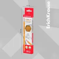 Карандаш чернографитный ErichKrause. Amber 101, НВ, с ластиком, шестигранный