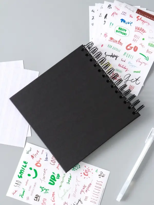 Фотоальбом 20 черных листов на спирали, набор (уголки, стикеры, ручка) 17х17х2 см