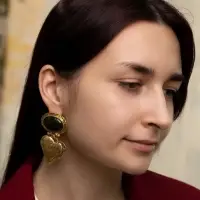 Серьги &laquo;Винтаж. Овал с сердцем&raquo;, зелёные в золоте