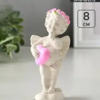 Фигурка гипс &laquo;Ангел с сердцем стоит&raquo;, 8 см, белый