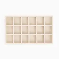 Подставка для украшений QF, 18 ячеек, флок, 21&times;12.3&times;2.5 см, бежевая