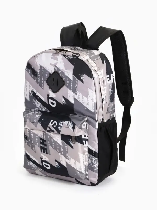 Рюкзак школьный на молнии, с карманами, с абстрактным принтом, размер 30&times;13&times;42 см, серый