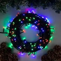 Гирлянда &laquo;Нить&raquo; 20 м, IP20, тёмная нить, 200 LED, свечение мульти, 8 режимов, 220 В