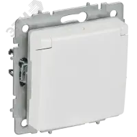 BRITE Розетка 1-местная с заземлением с защитными шторками и крышкой 16А IP44 РСбш10-3-44-БрАБ арктический белый IEK