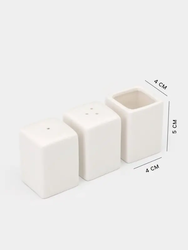 Набор для специй Magistro &laquo;Бланш&raquo;, 3 предмета на подставке: перечница, солонка, ёмкость для зубочисток, 14&times;5.5&times;7 см, фарфор, белый