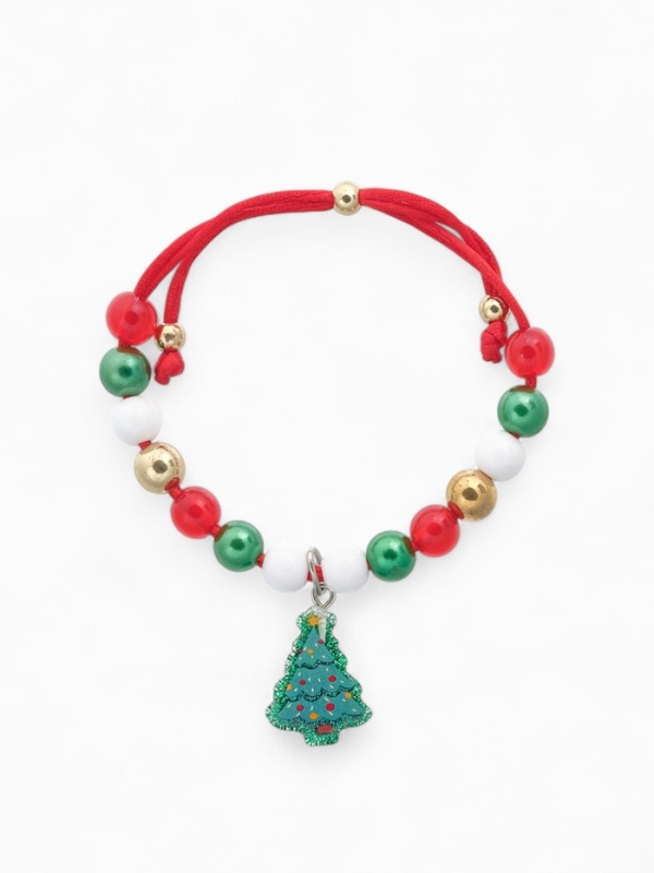 Браслет детский «Выбражулька» на затяжке, бусины, элемент ёлка, разноцветный Браслет детский «Выбражулька» на затяжке, бусины, элемент ёлка, разноцветный