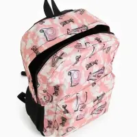 Рюкзак школьный на молнии, с карманами, с рисунками, размер 30&times;13&times;42 см, серый/розовый